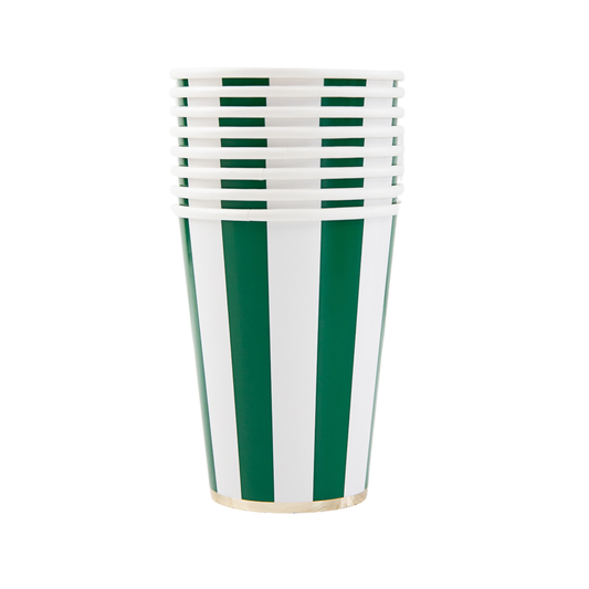 EMERALD GREEN CABANA STRIPE CUPS