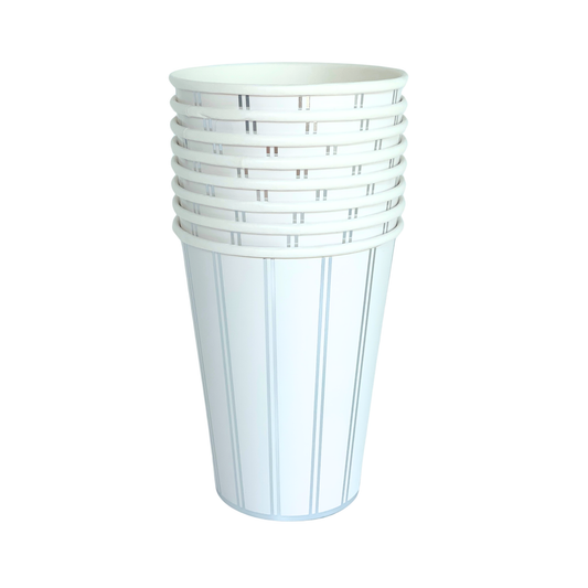 SILVER SIGNATURE STRIPE CUPS Bonjour Fête