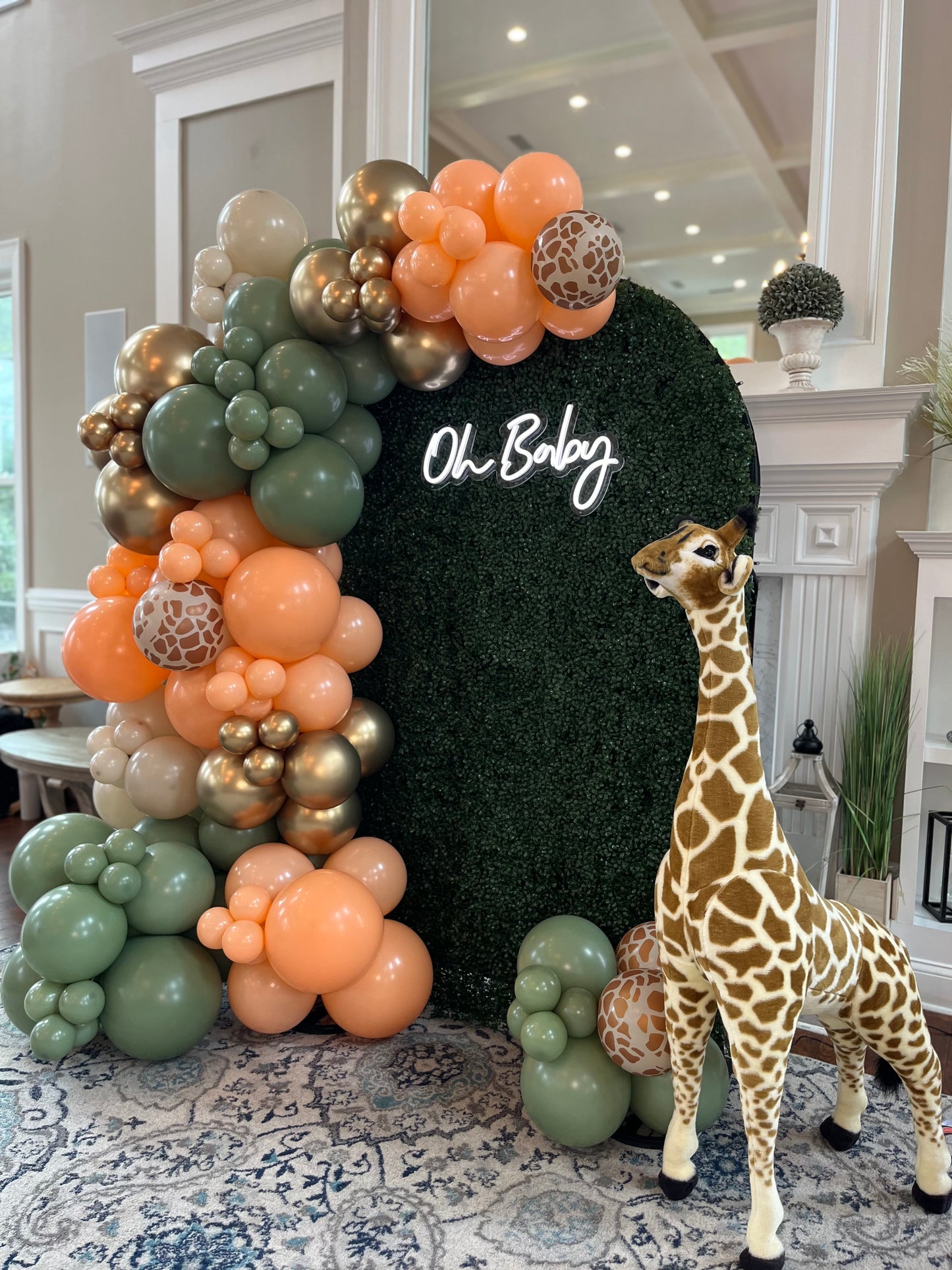 Baby Shower Balloon Arch Package with Greenery Wall