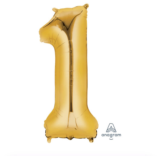 14” Gold Number Foil Balloon Convergram Air Filled