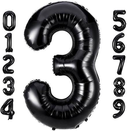 Black Number Foil Balloon