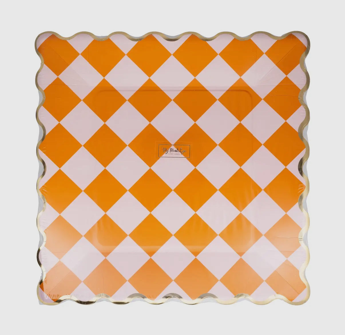 Pink & Orange Checkered Dinner Plate