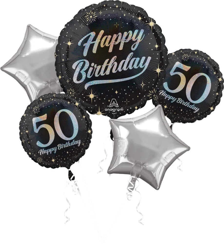 50th Sparkling Birthday Balloon Bouquet Milestone