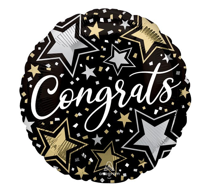 17" CONGRATS STARS GRAD BALLOON