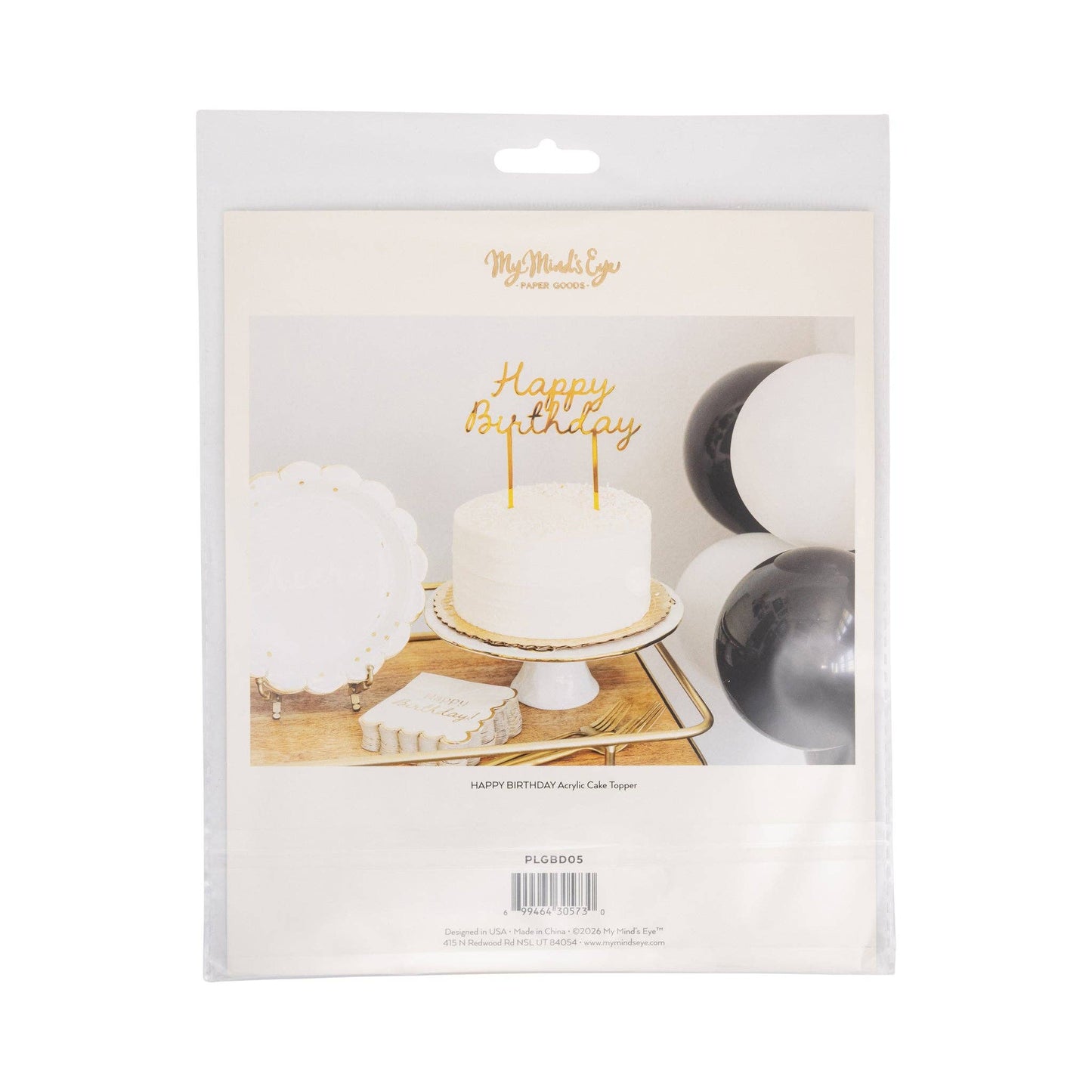 Gold Happy Birthday Cake Topper