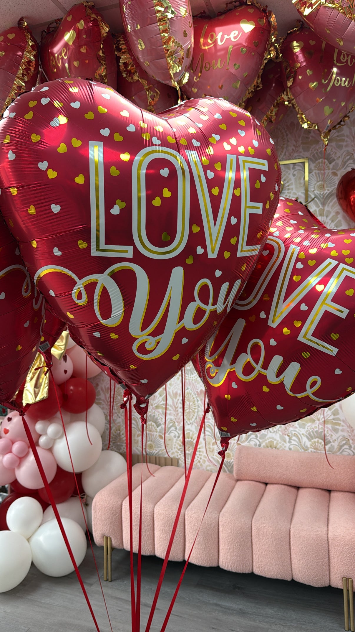 36" I Love You Love You Red Metallic SuperShape Balloon