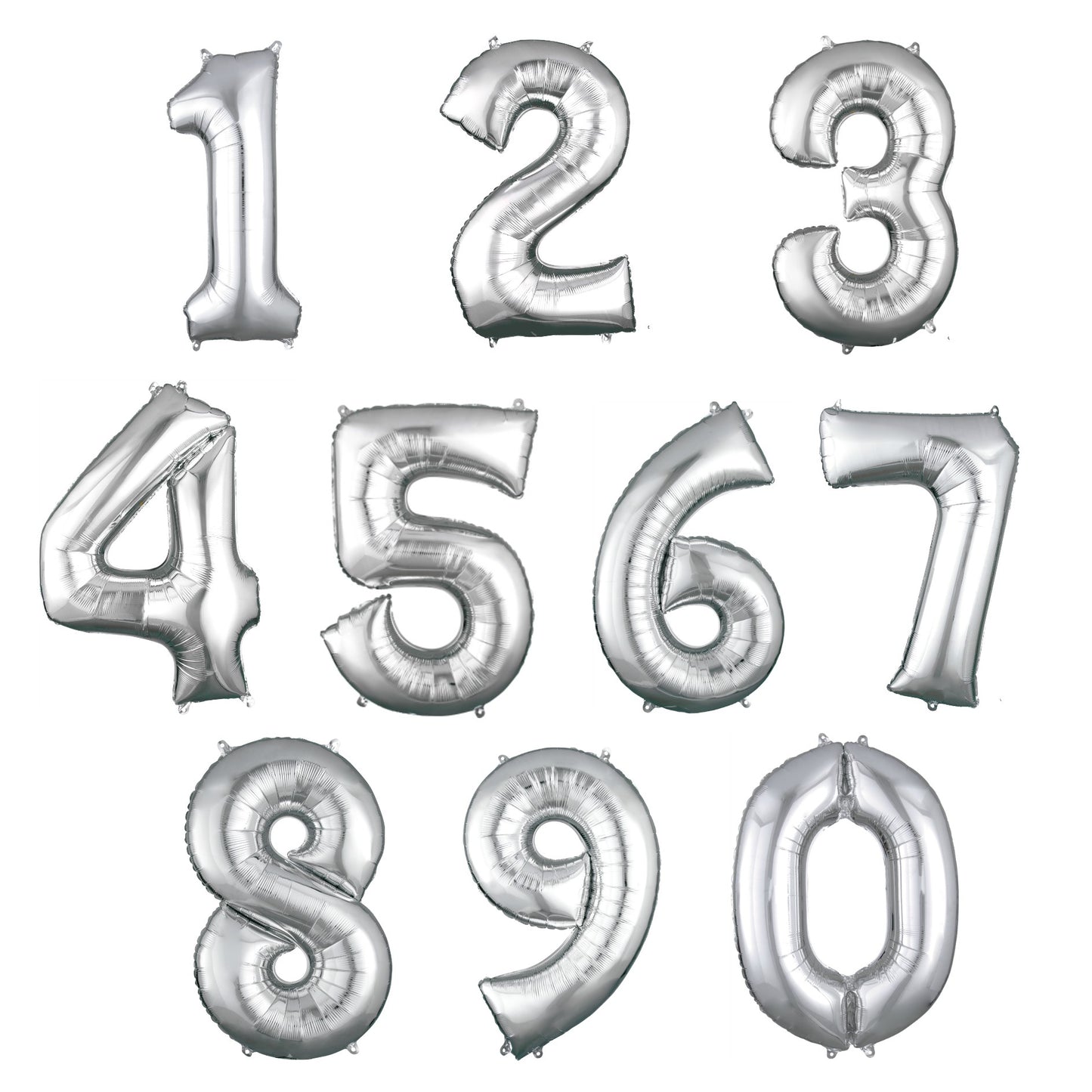 13” Silver Number Foil Balloon Convergram Air Filled