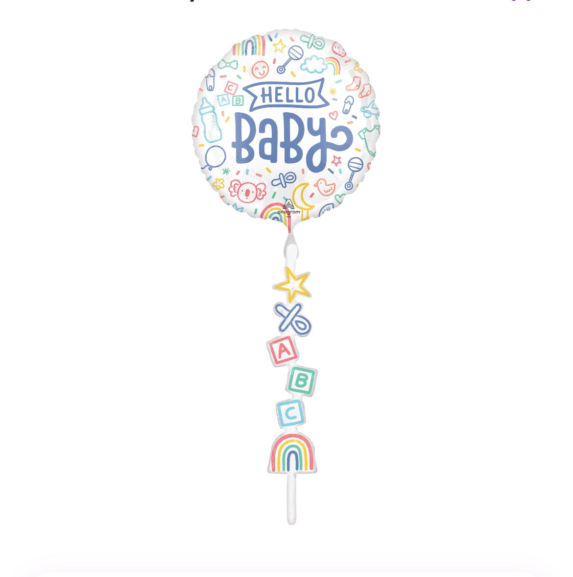67” AirWalker Tail Sweet Baby Shapes Hello Baby Balloon