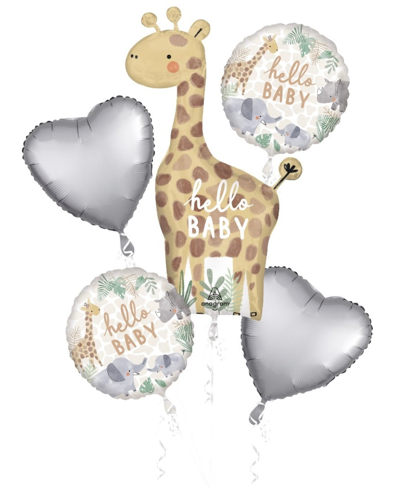 Hello Baby Balloon Bouquet Soft Jungle