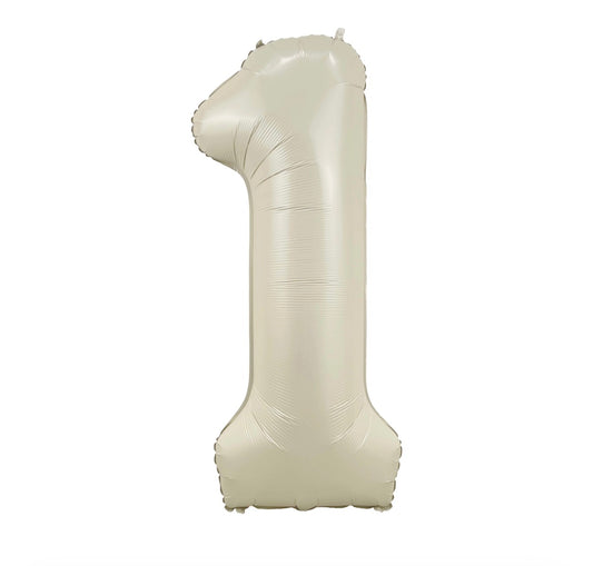 34” Cream Number Foil Balloon Airise