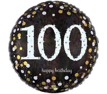 18” 100 Elegant Sparkle Balloon Milestone