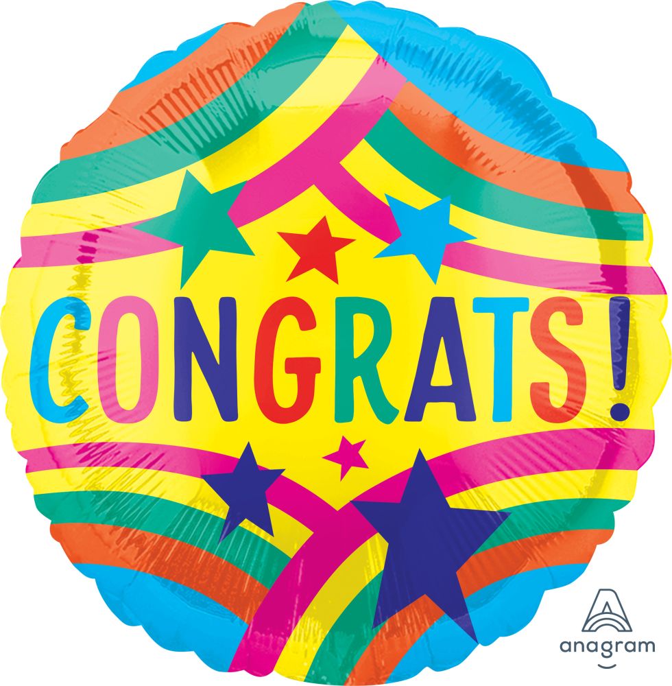 18" Congrats Rainbow Balloon