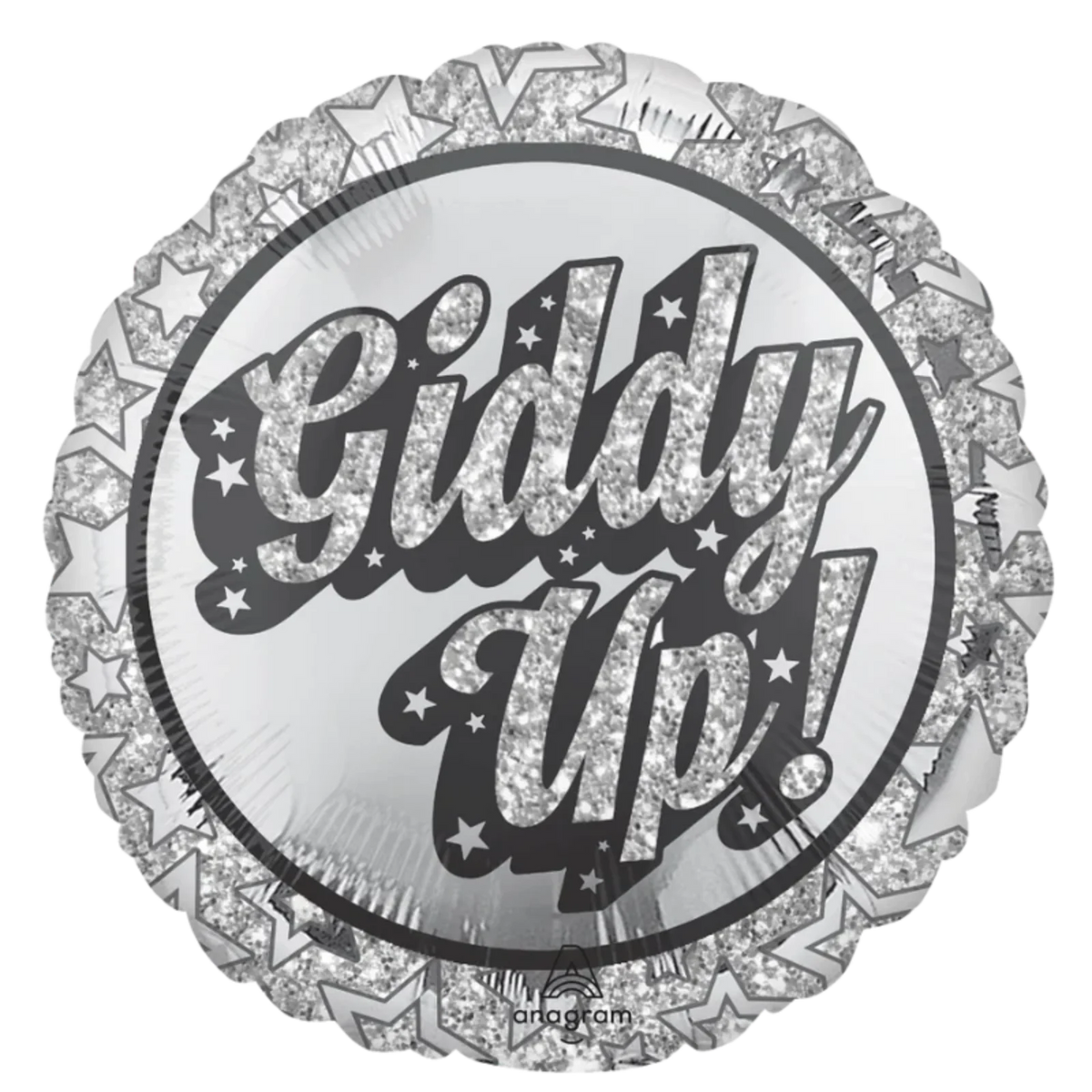 17" Giddy Up Silver Foil Balloon