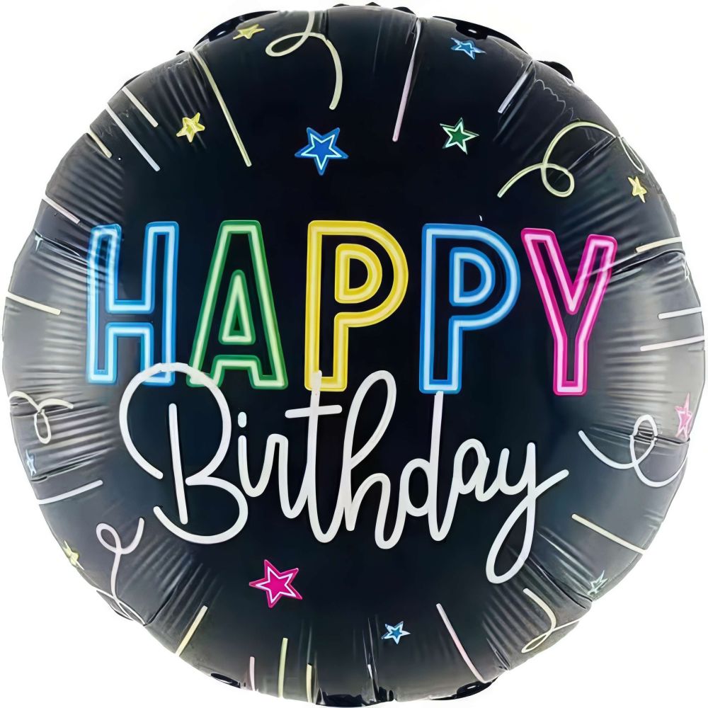 18” Happy Birthday Neon Balloon