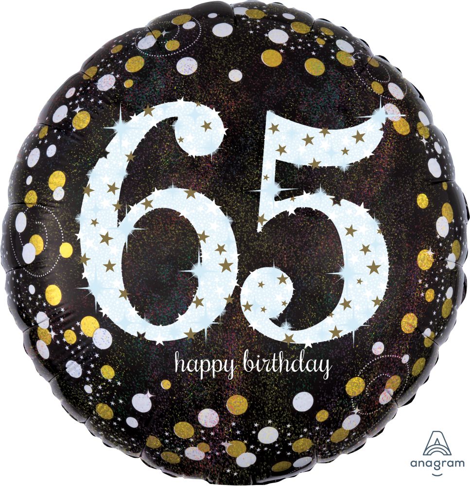 18” Happy Birthday 65 Holographic Balloon