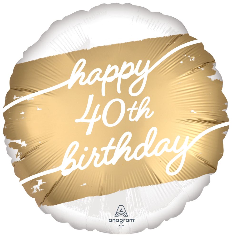 18” Happy Birthday 40th Golden Balloon