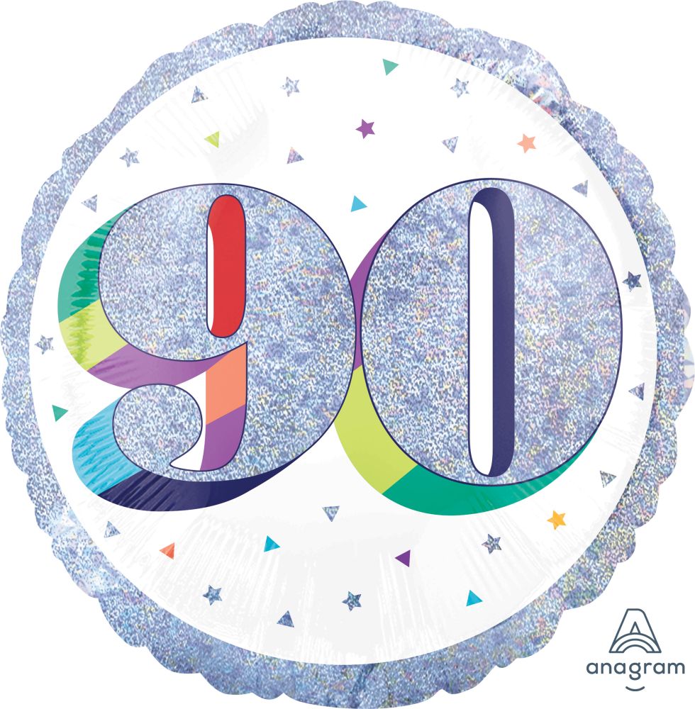 18" Birthday Milestone 90 Holographic Balloon