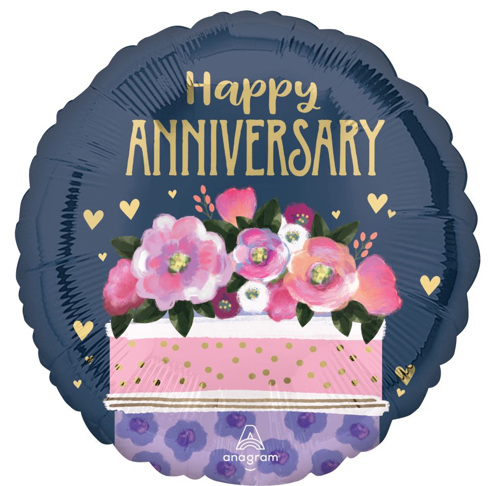 18" Happy Anniversary Cake Balloon