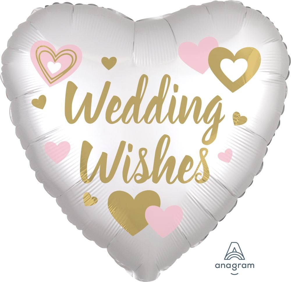 18" Wedding Wishes Satin Heart Shape Balloon