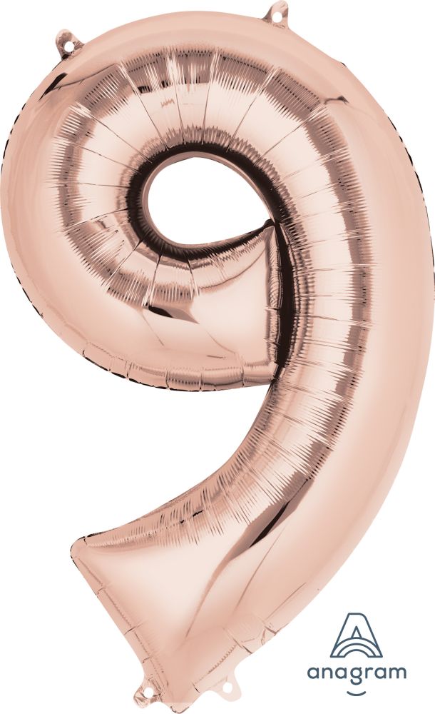 14” Rose Gold Number Foil Balloon Convergram Air Filled