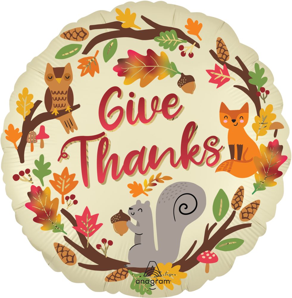 18" Give Thanks Thanksgiving Balloon