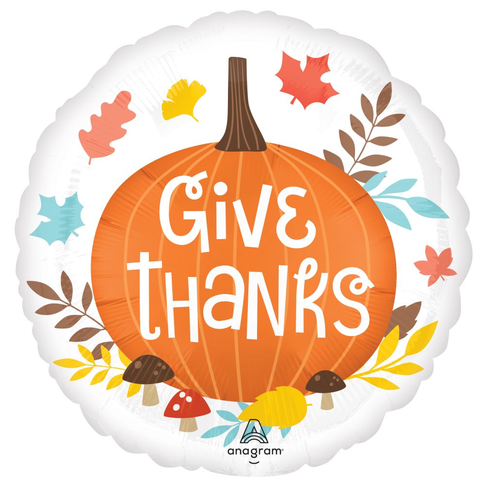 18" Give Thanks Pumpkin Balloon