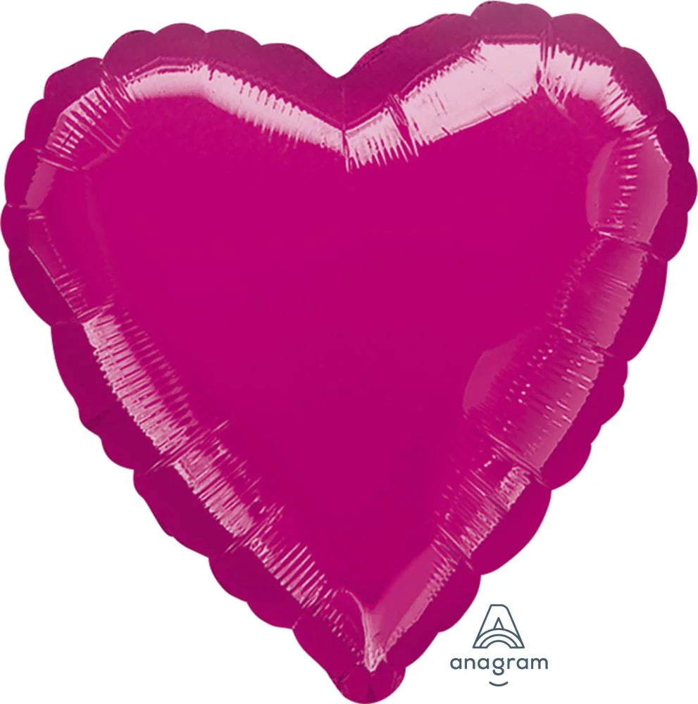 18" Hot Pink Metallic Heart Balloon