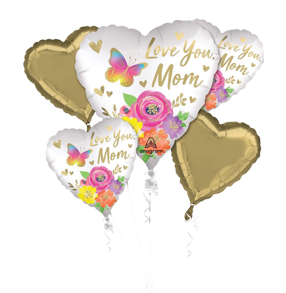 Love You Mom Floral Balloon Bouquet
