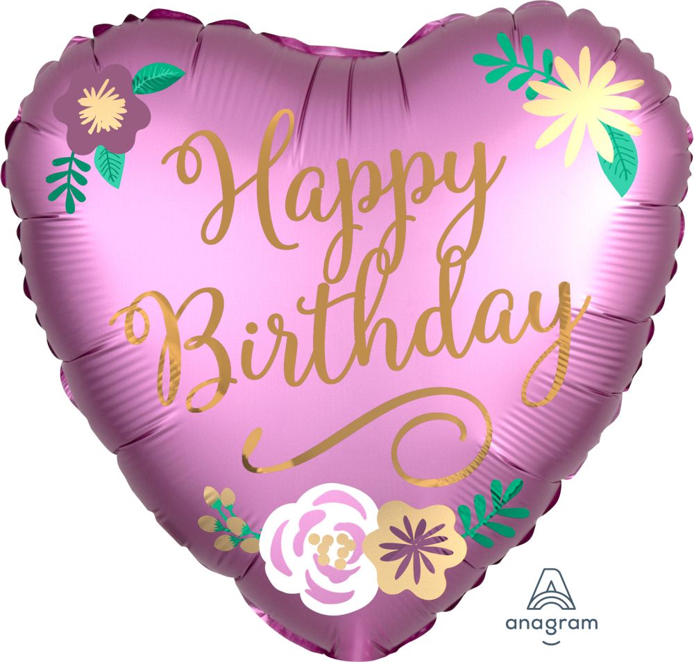 18" Happy Birthday Flowers Balloon