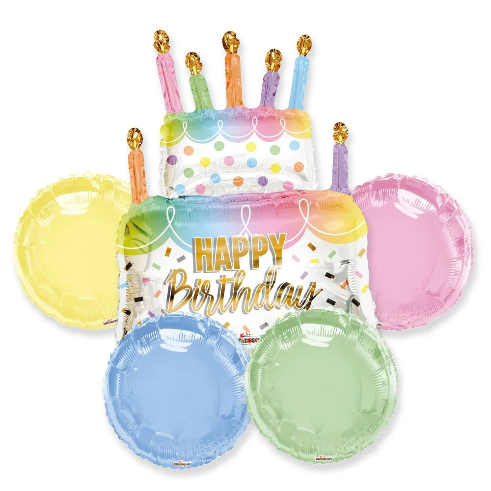 Happy Birthday Cake Macaroon Balloon Bouquet