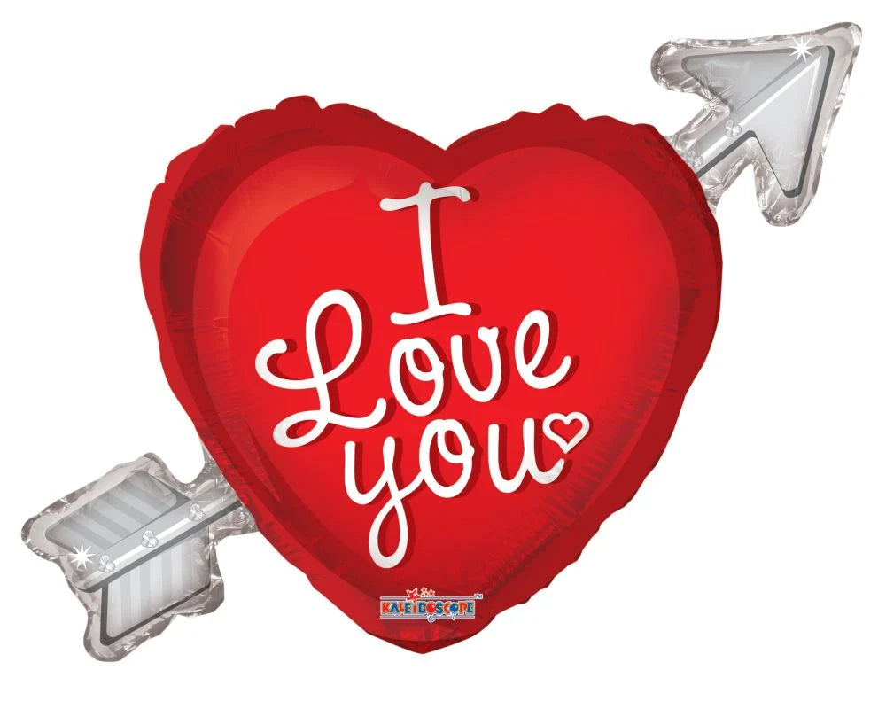36" I Love You Heart With Arrow SuperShape Balloon