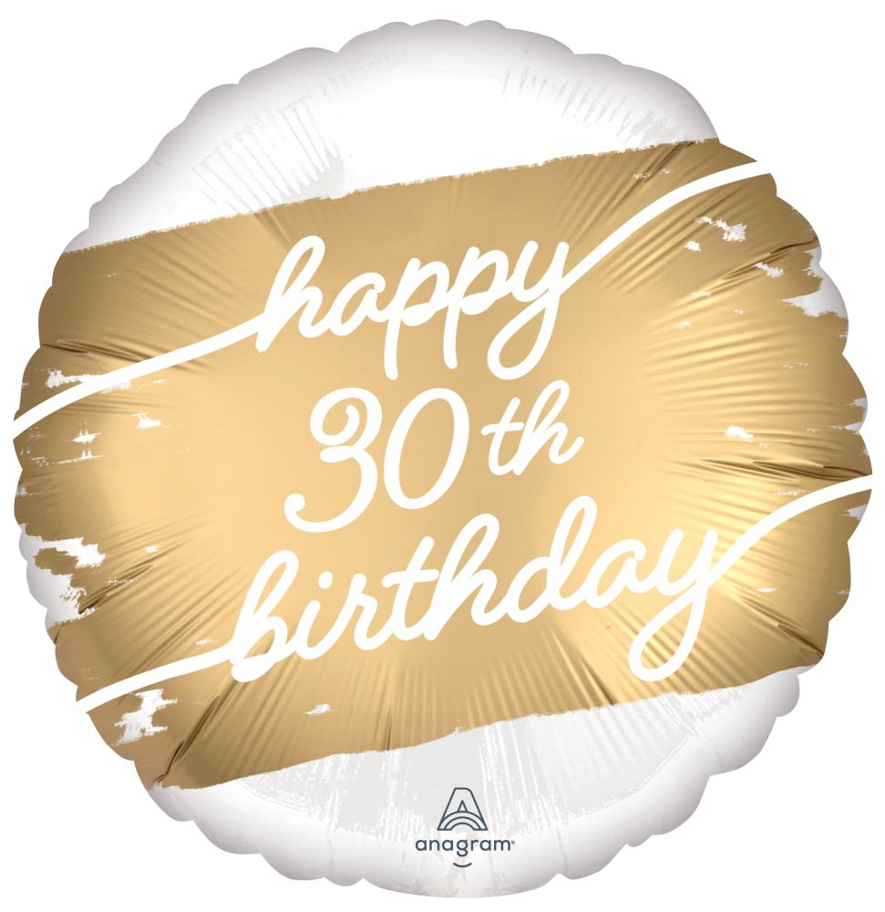18" Happy 30th Birthday Golden Balloon