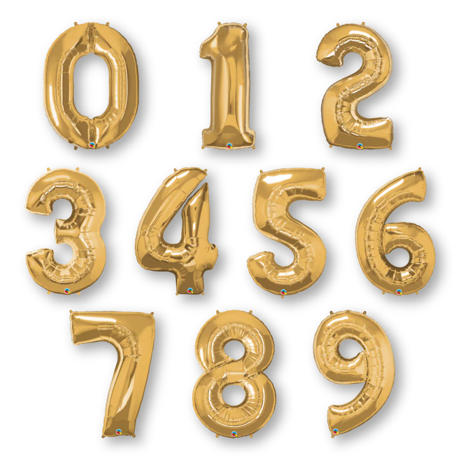 16” Gold Number Foil Air filled Balloon CLT Balloons