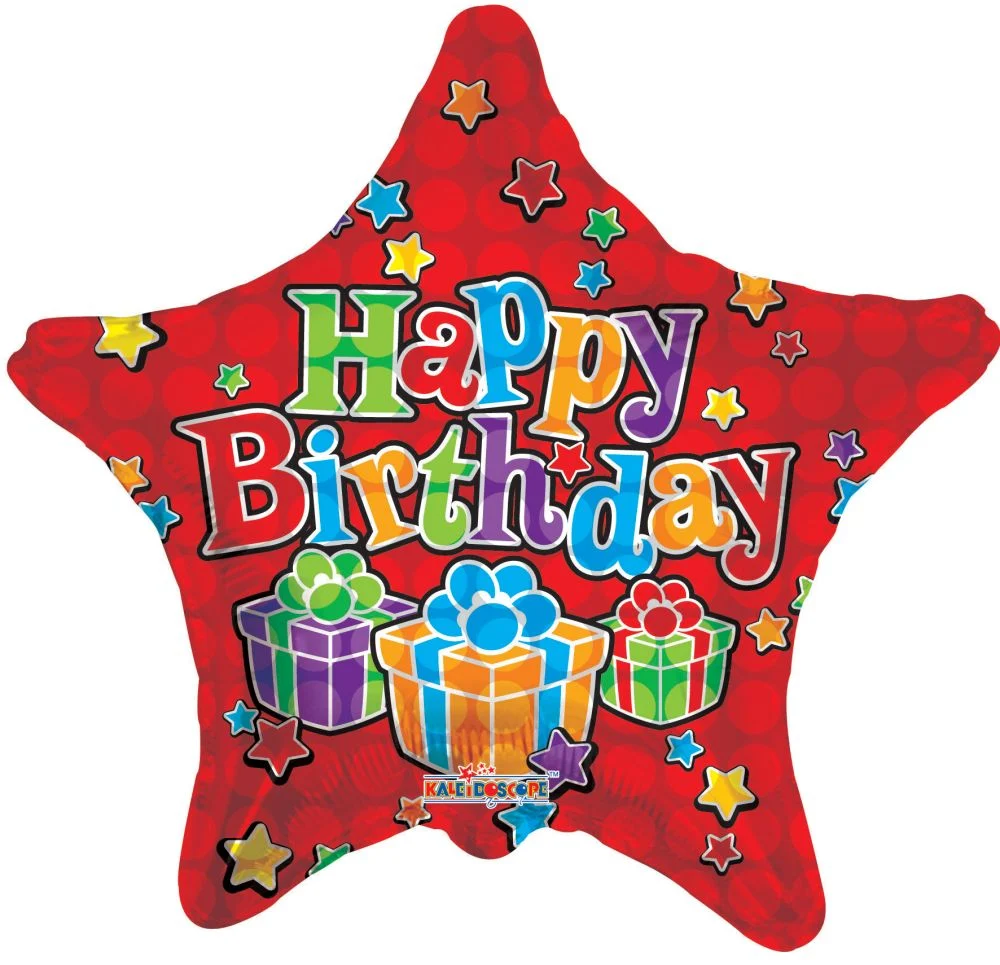 18” Happy Birthday Red Star Shape Foil Balloon