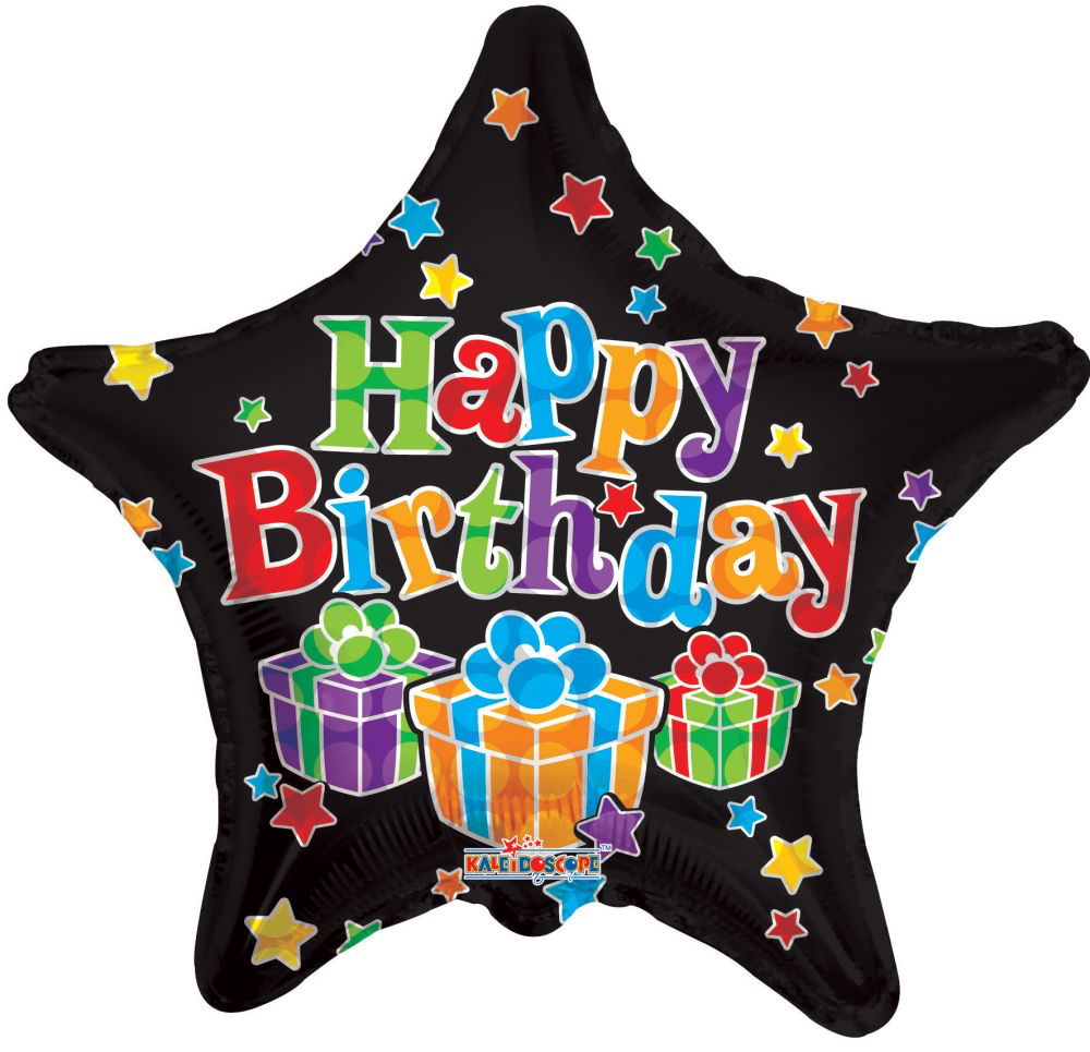 18” Happy Birthday Black Star Shape Foil Balloon