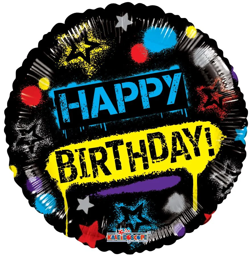18” Happy Birthday Graffiti Spray Balloon