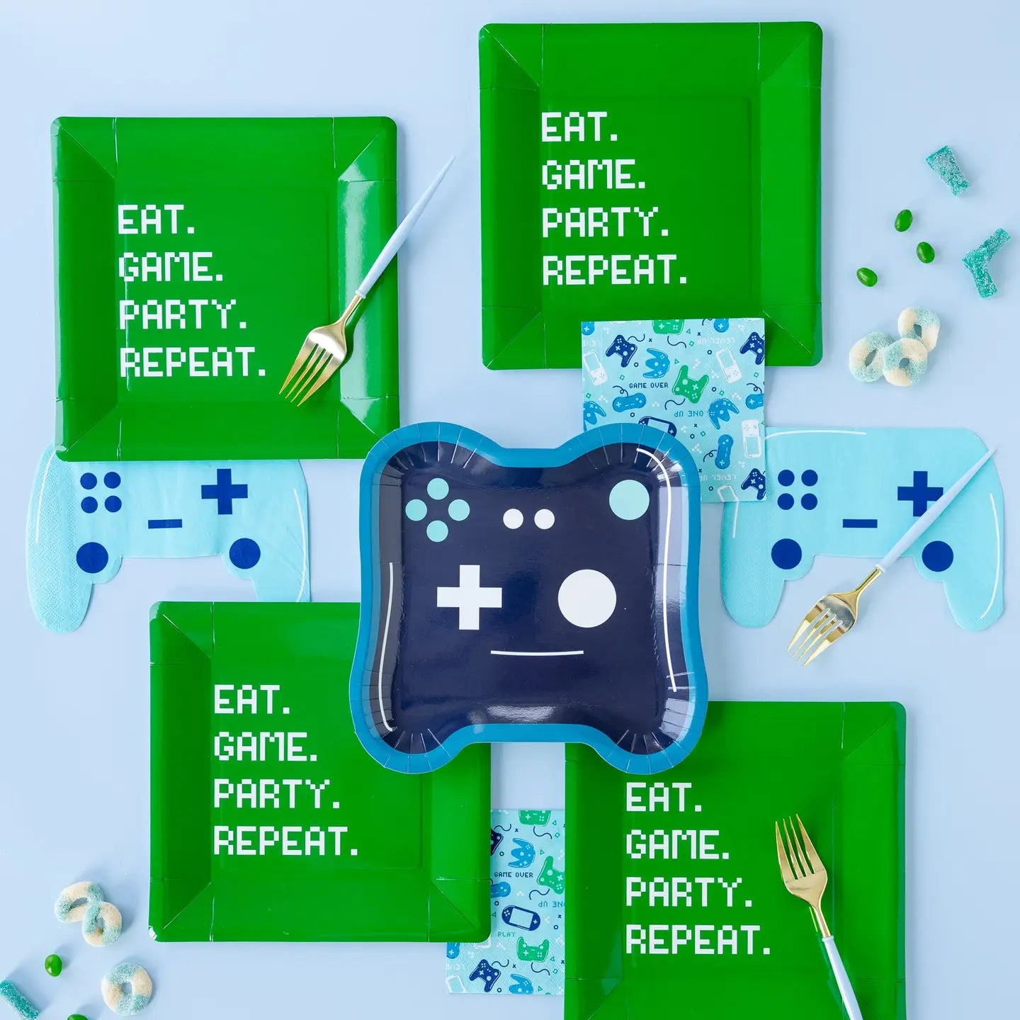 Eat Game Party Square Dinner Plate