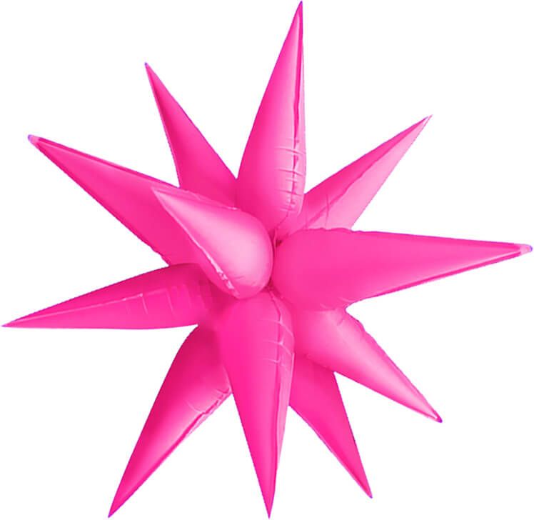 40” Starburst Neon Pink Balloon Air-Filled Only