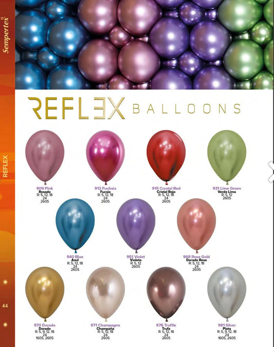 11” Helium Inflated Reflex Latex Balloons - Choose a Color