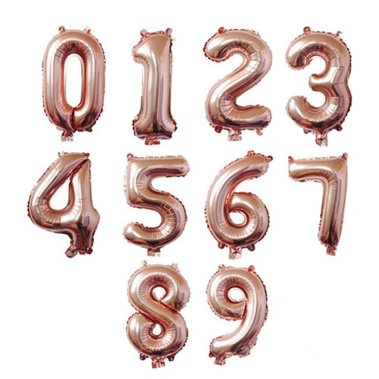 Rose Gold Number Foil Balloon Airise
