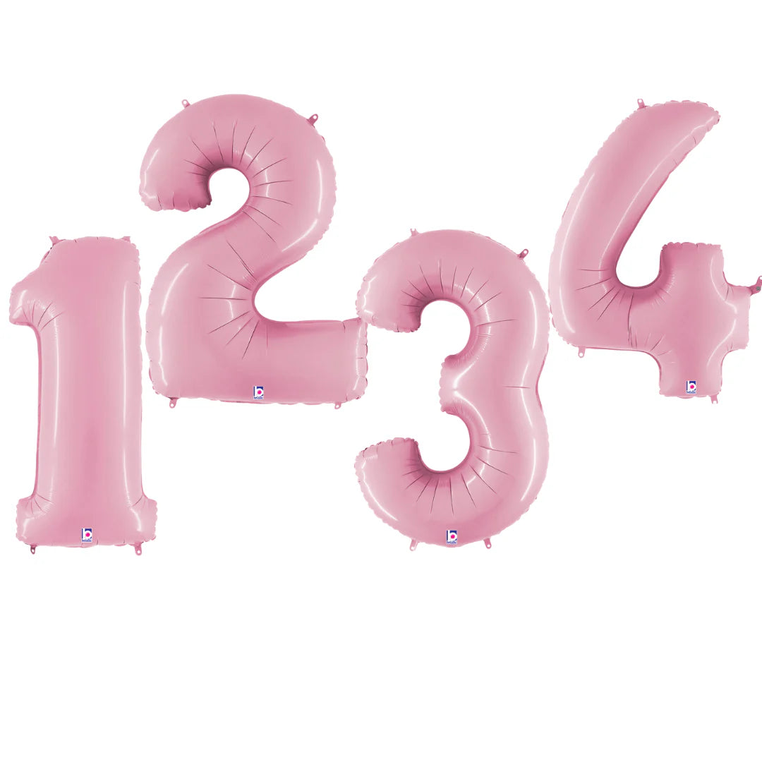 34” Baby Pink Number Foil Balloon Airise