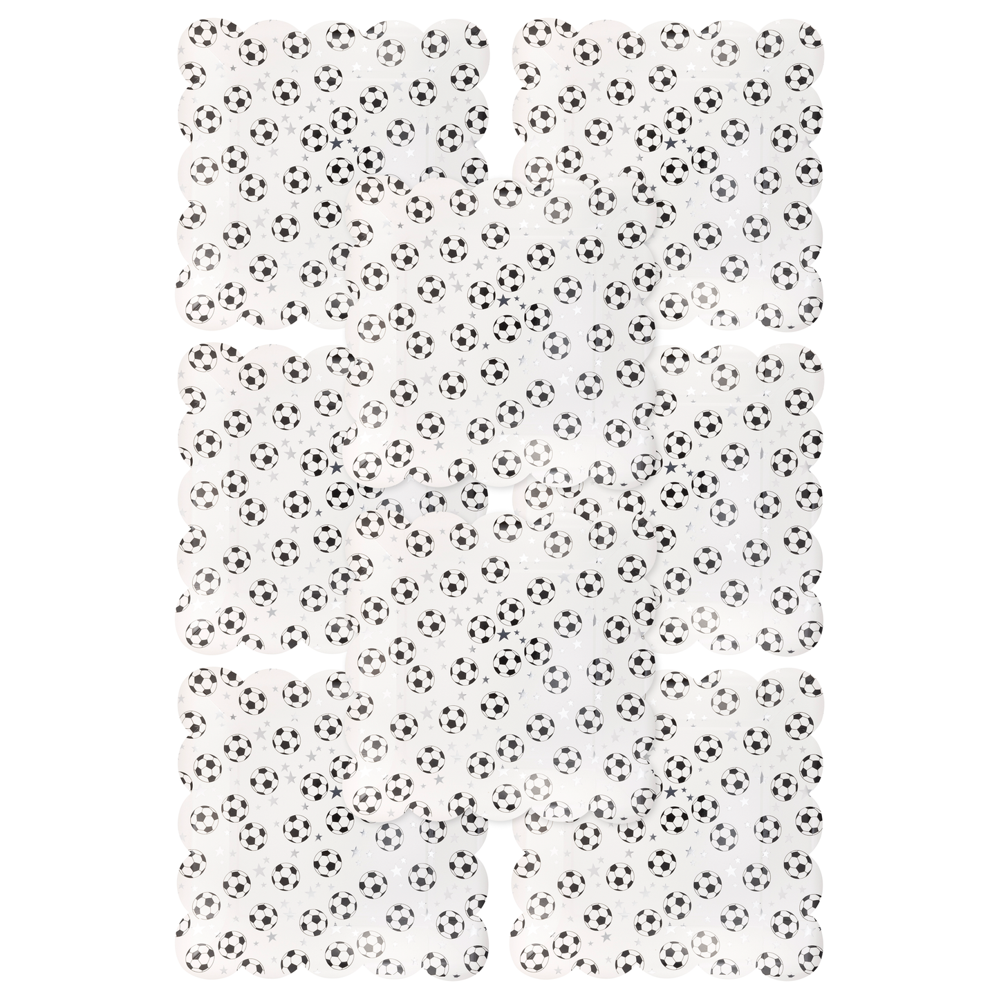 Scattered Soccer Ball Paper Plate