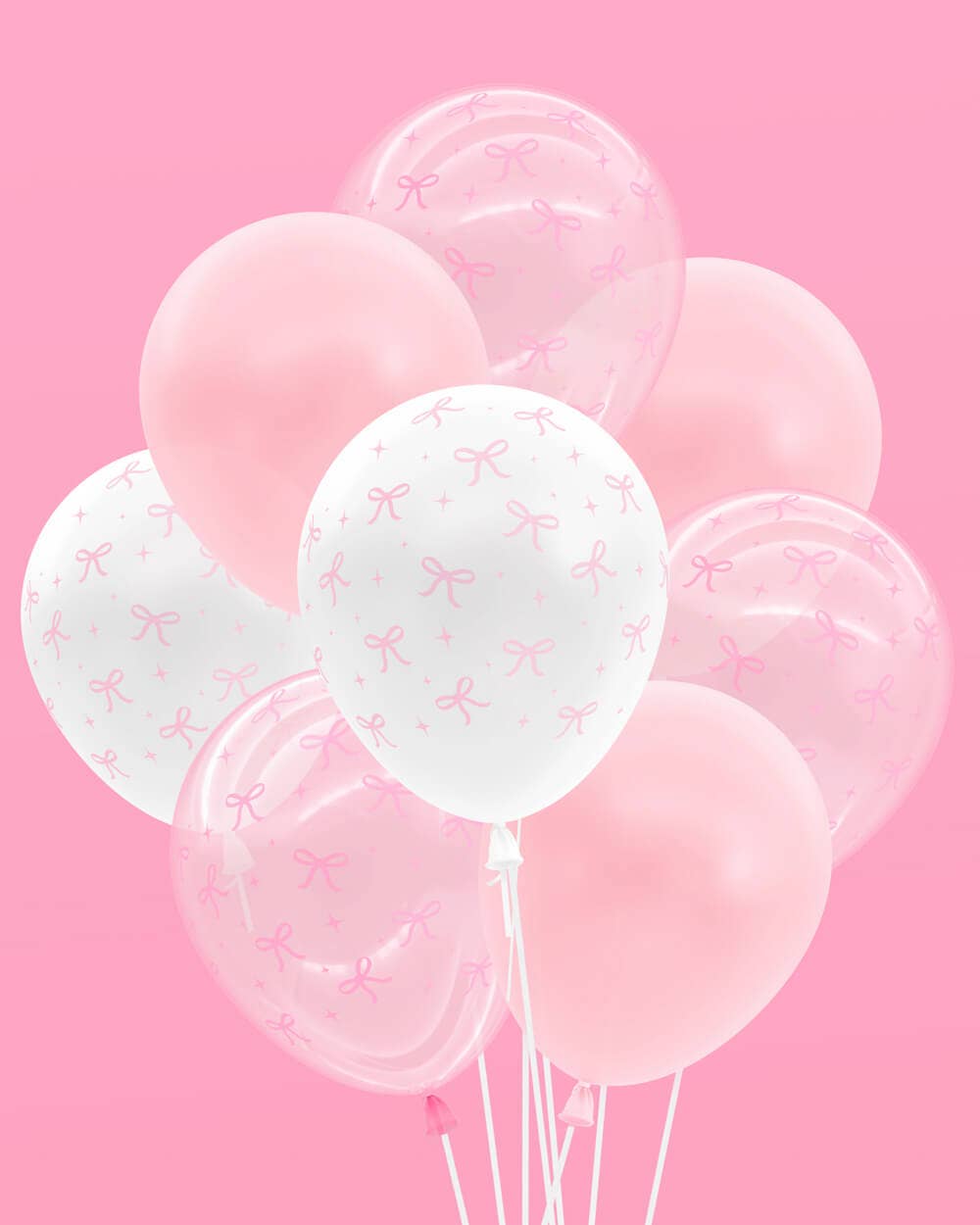 24 ct Pink Bow Latex Balloons