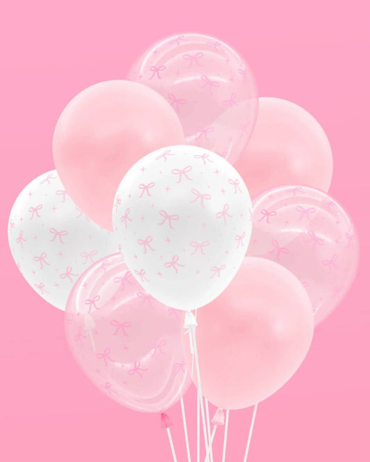 24 ct Pink Bow Latex Balloons