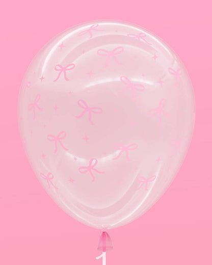 24 ct Pink Bow Latex Balloons