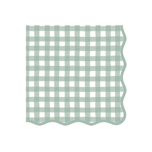 Sage Green Gingham Dinner Napkins (Set of 20)