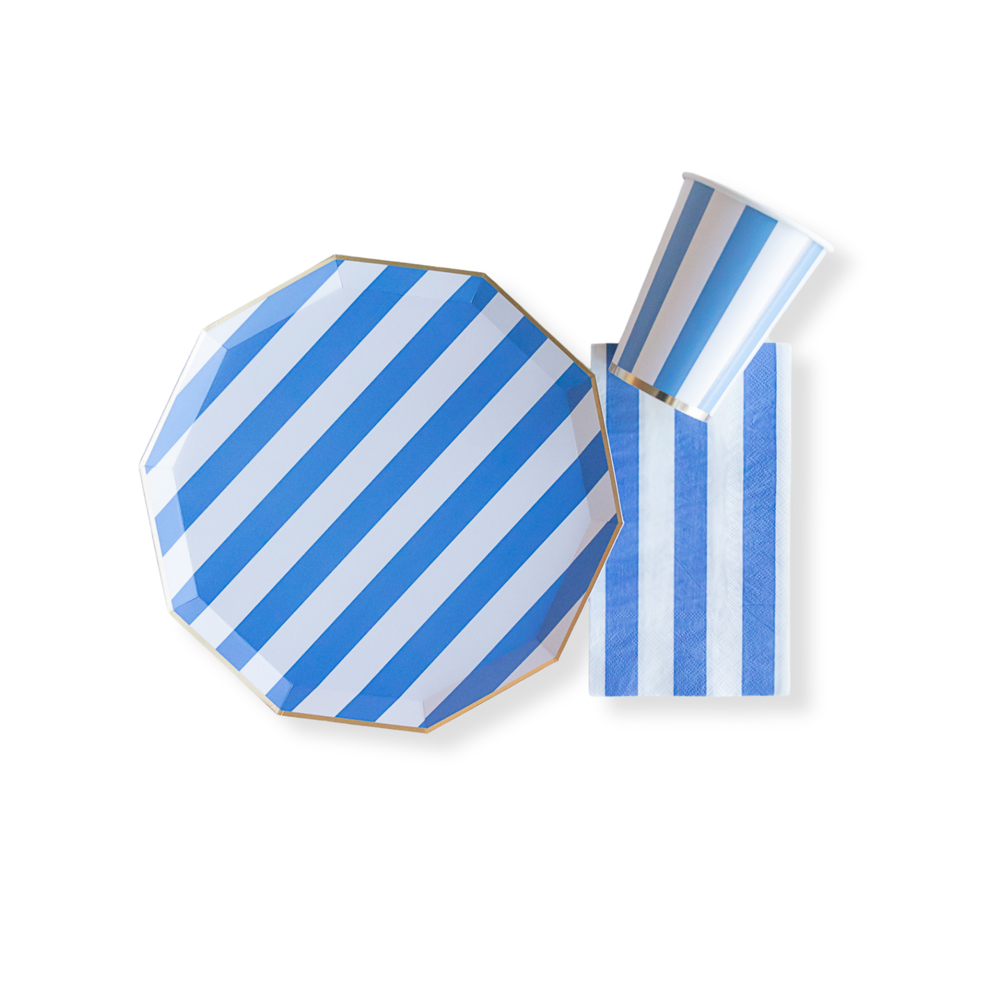 PALISADES BLUE SIGNATURE CABANA STRIPE PLATES Bonjour Fête