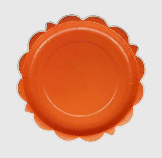 Falloween Rust Scalloped Paper Dinner Plate