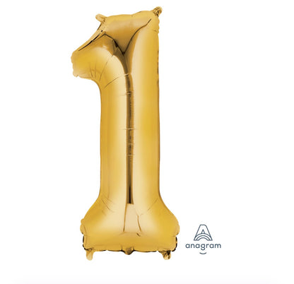 14” Gold Number Foil Balloon Convergram Air Filled