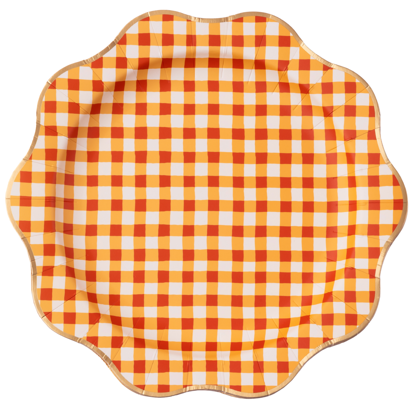 ELEGANT ORANGE PLAID DINNER PLATES